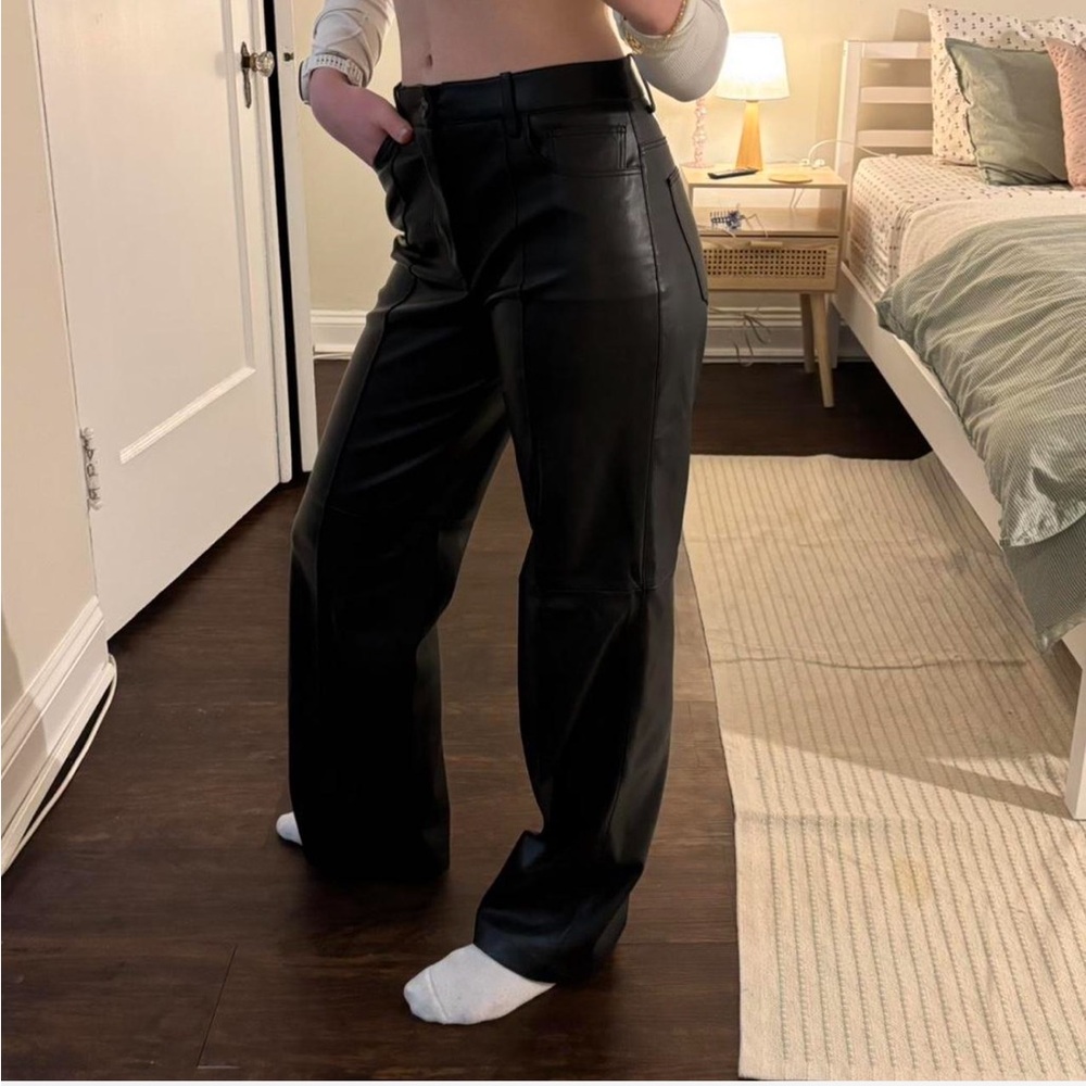 Mango Black Leather Trousers